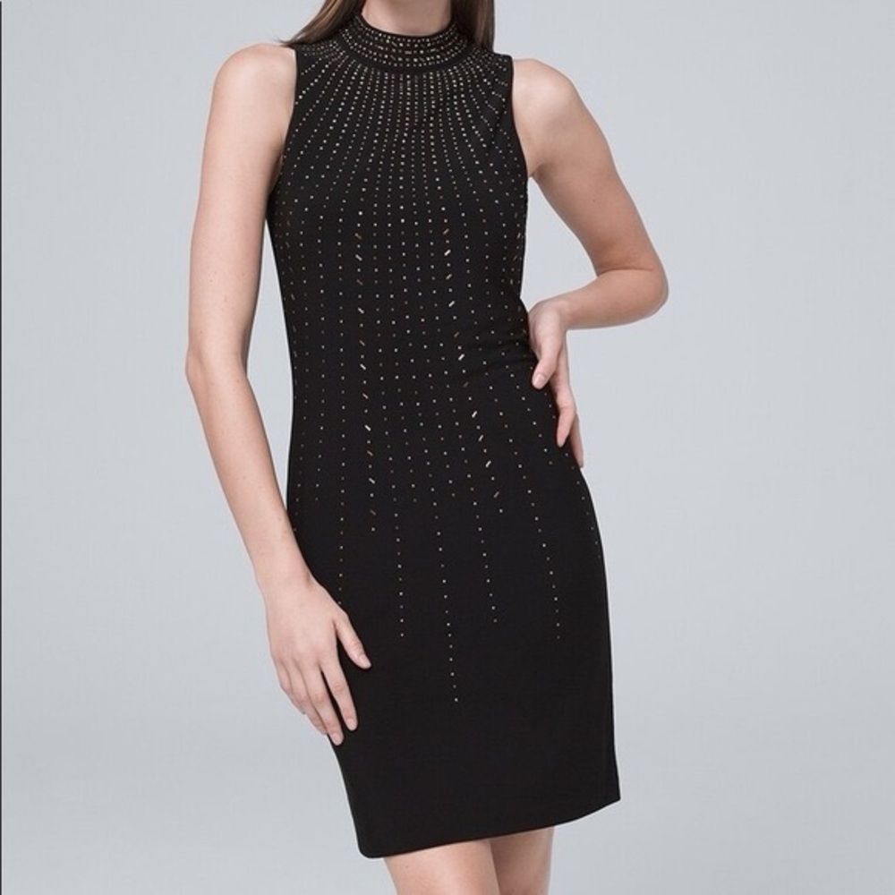 White House Black Market Black Dress with Silver Accents